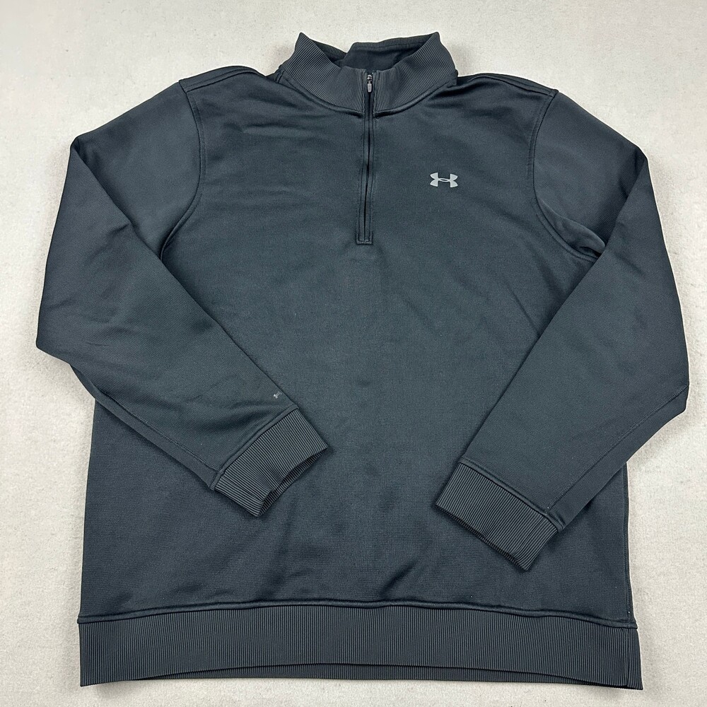 Under Armour Sweater Men Extra Large Black 1/4 Zip ColdGear Pulllover Logo XL
